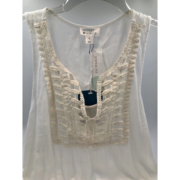 Stitch Fix Small Market & Spruce Nova Crochet Detail‎ Tunic Tank Top NWT - Picture 2 of 6